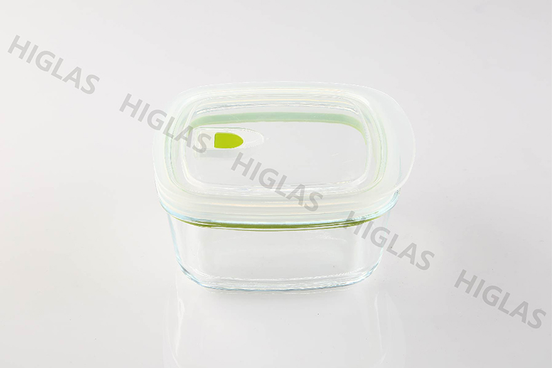 0.9L/0.43L Square borosilicate glass air-tight food container with pp lid