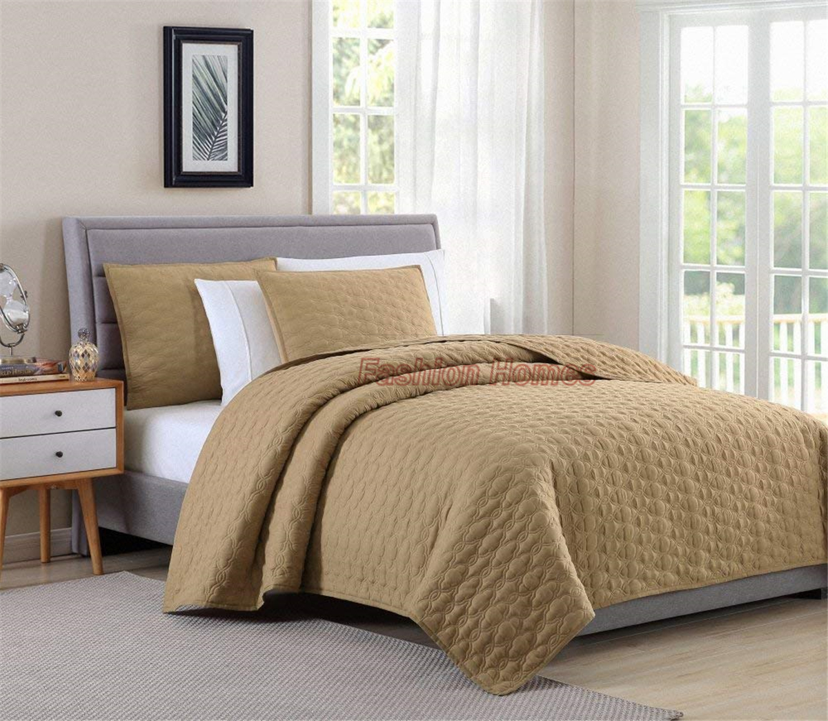 3 pcs Bedding Set Hot sale 100% Cotton Solid Embroidery Quilts Sets