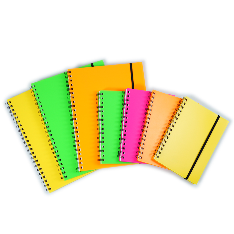 Colored PP spiral Notebook with perforated line & elastic band