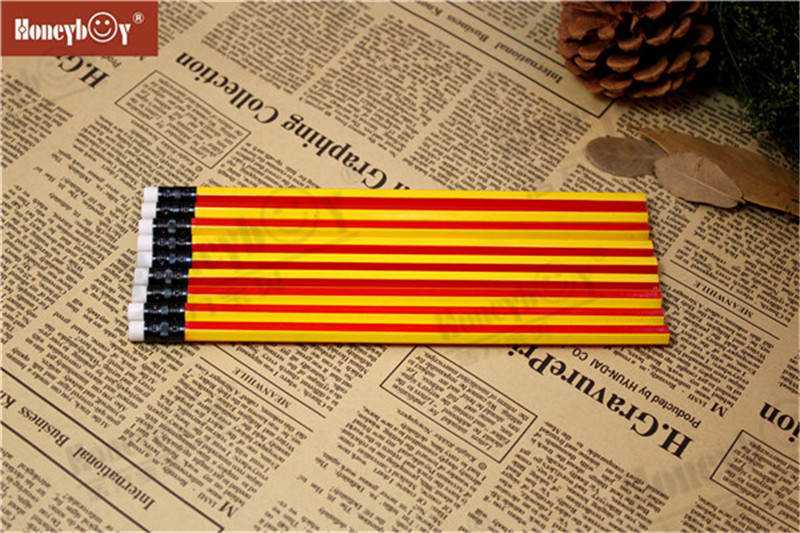 Best quality popular style stripe HB pencil with eraser