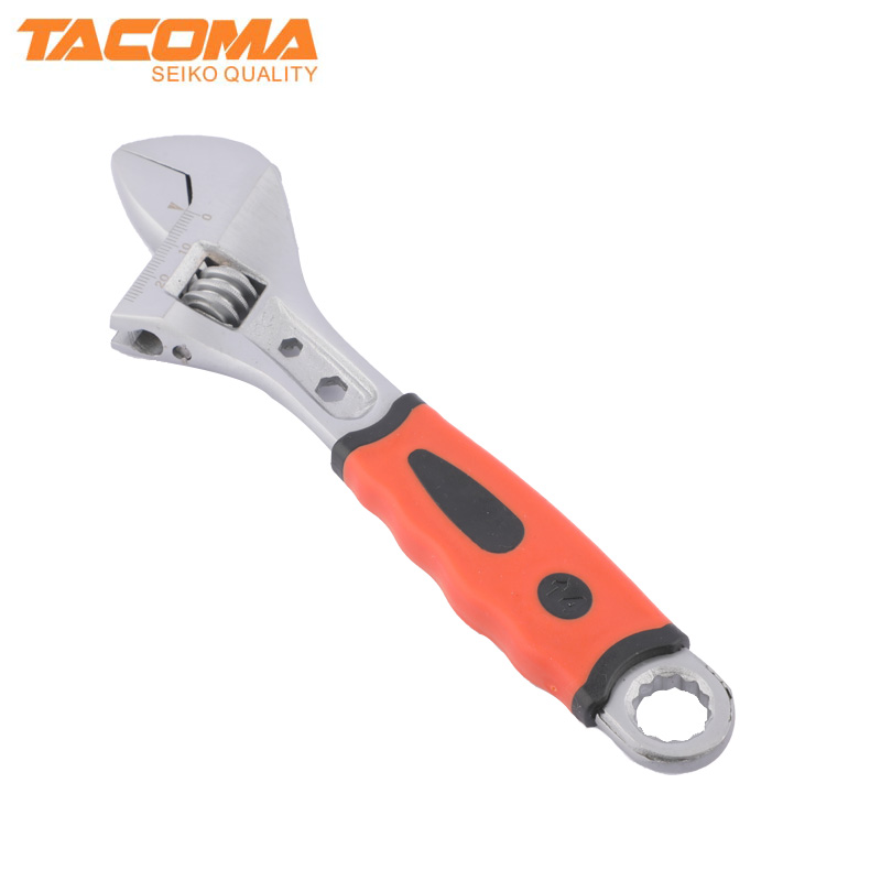 painted pearl nickel adjustable wrench with rubber handle