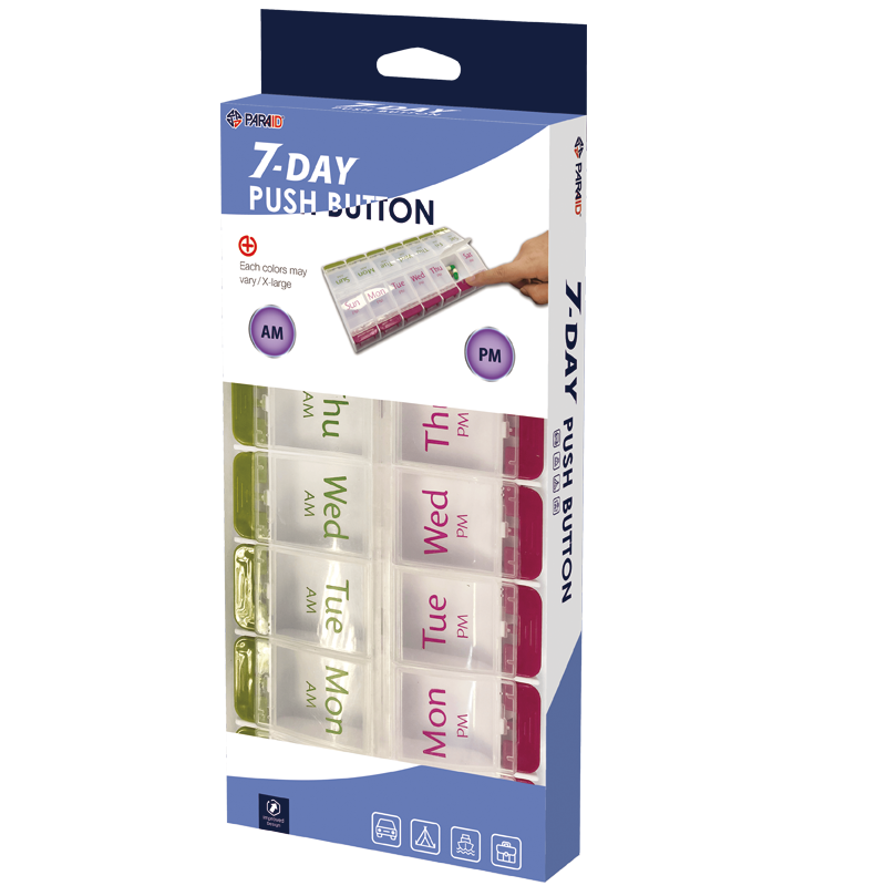 7-Day Push Button Pill Box