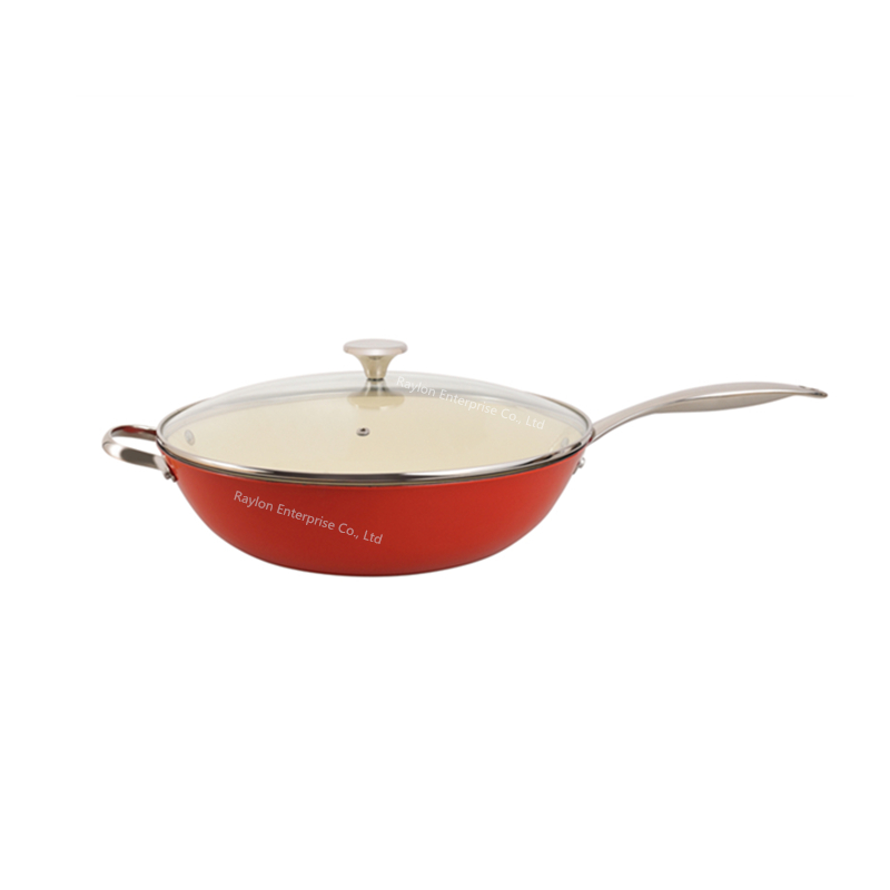 Lightweight Enamel Cast Iron Wok