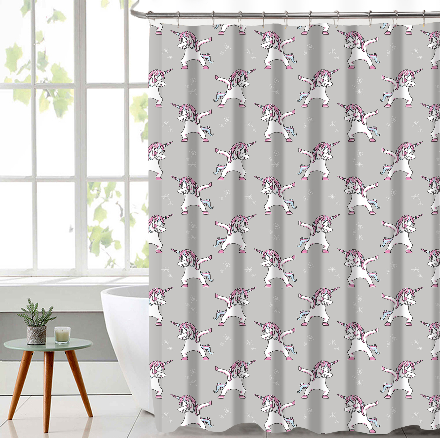 Polyester Canans Poly Slub Shower Curtain with Hooks Set, Calabash Hook