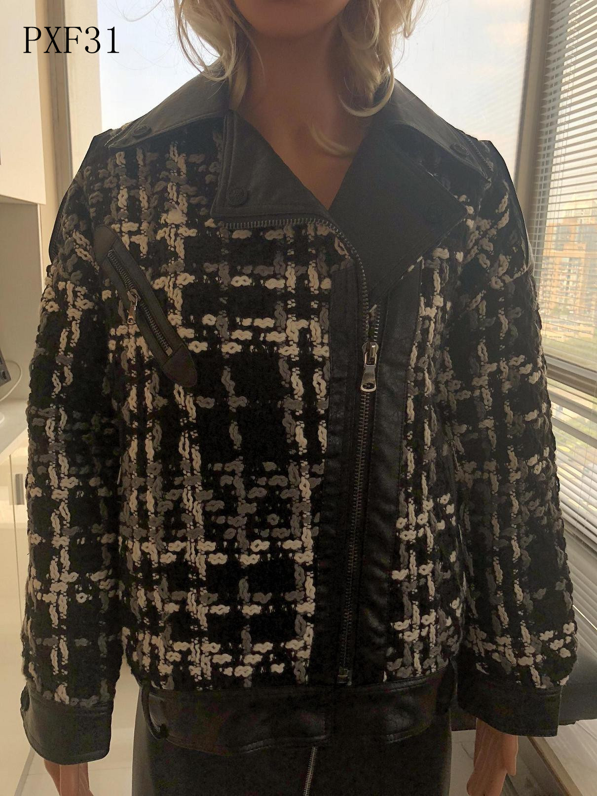 Ladies Print Embroider Pu Jacket