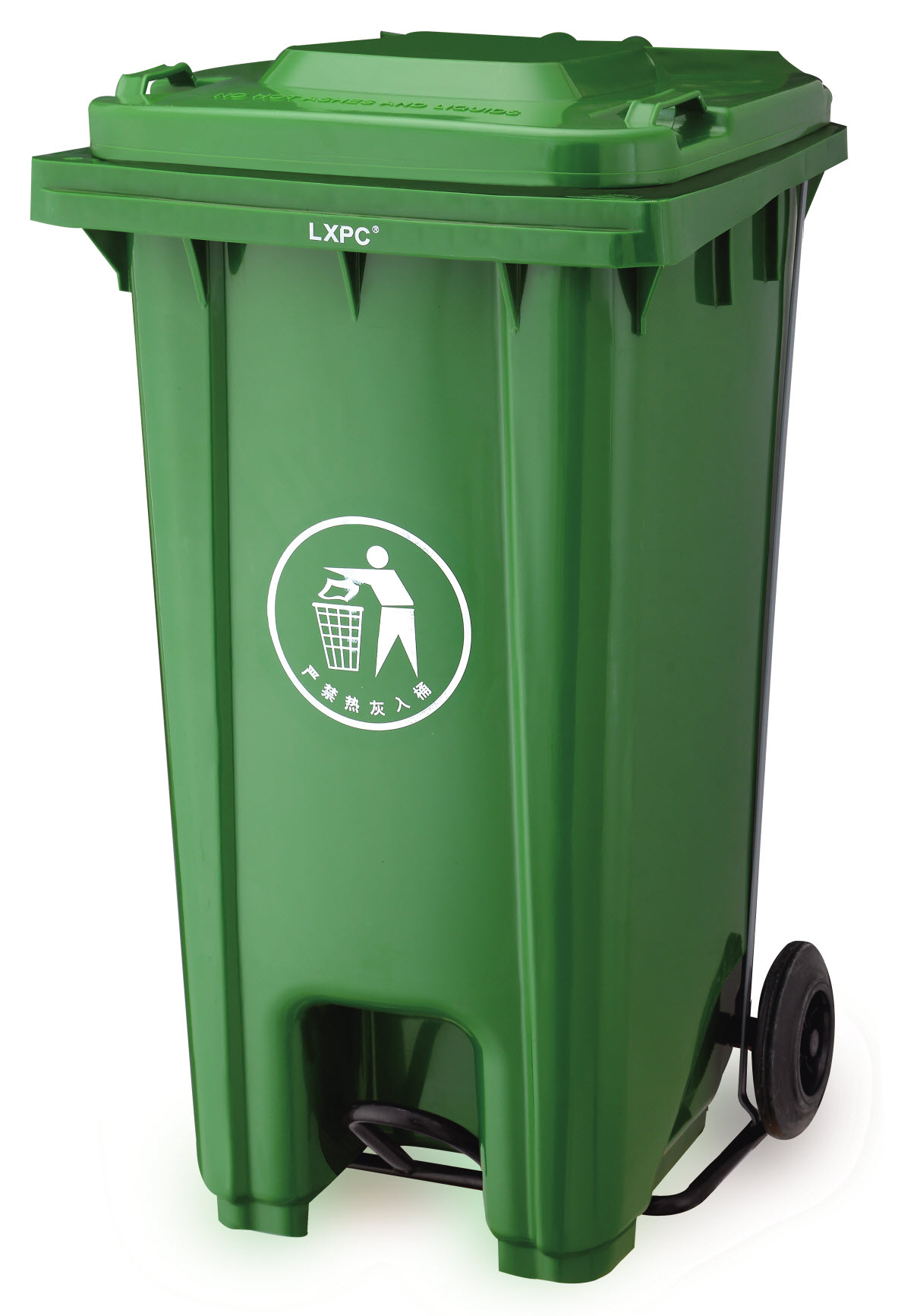240L HDPE plastic wheelie bin with pedal