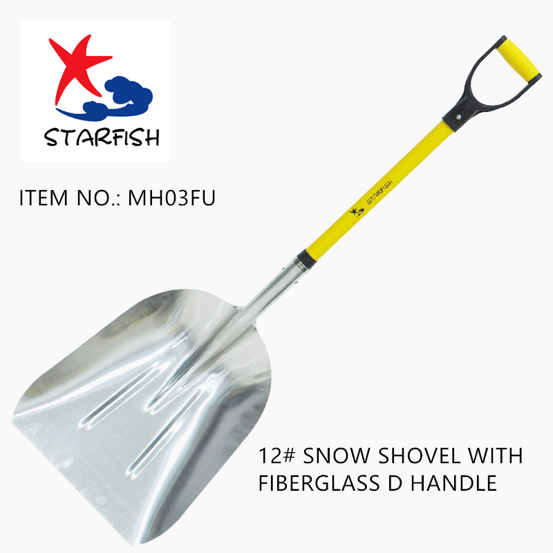 12# Snow shovel with fiberglass D handle