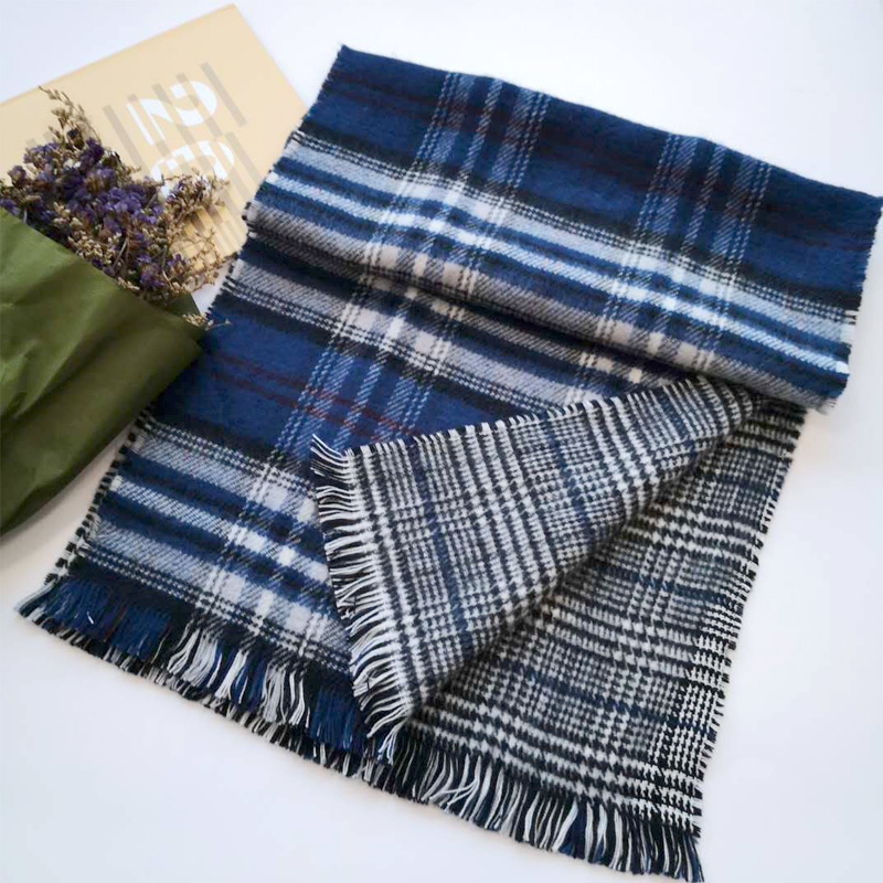 Mens Reversible Winter Classic Check Tassel Scarf Shawl Fashion Casual Scarf
