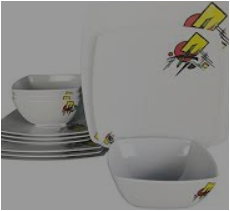 12pcs White Dinner Set Porcelain Square