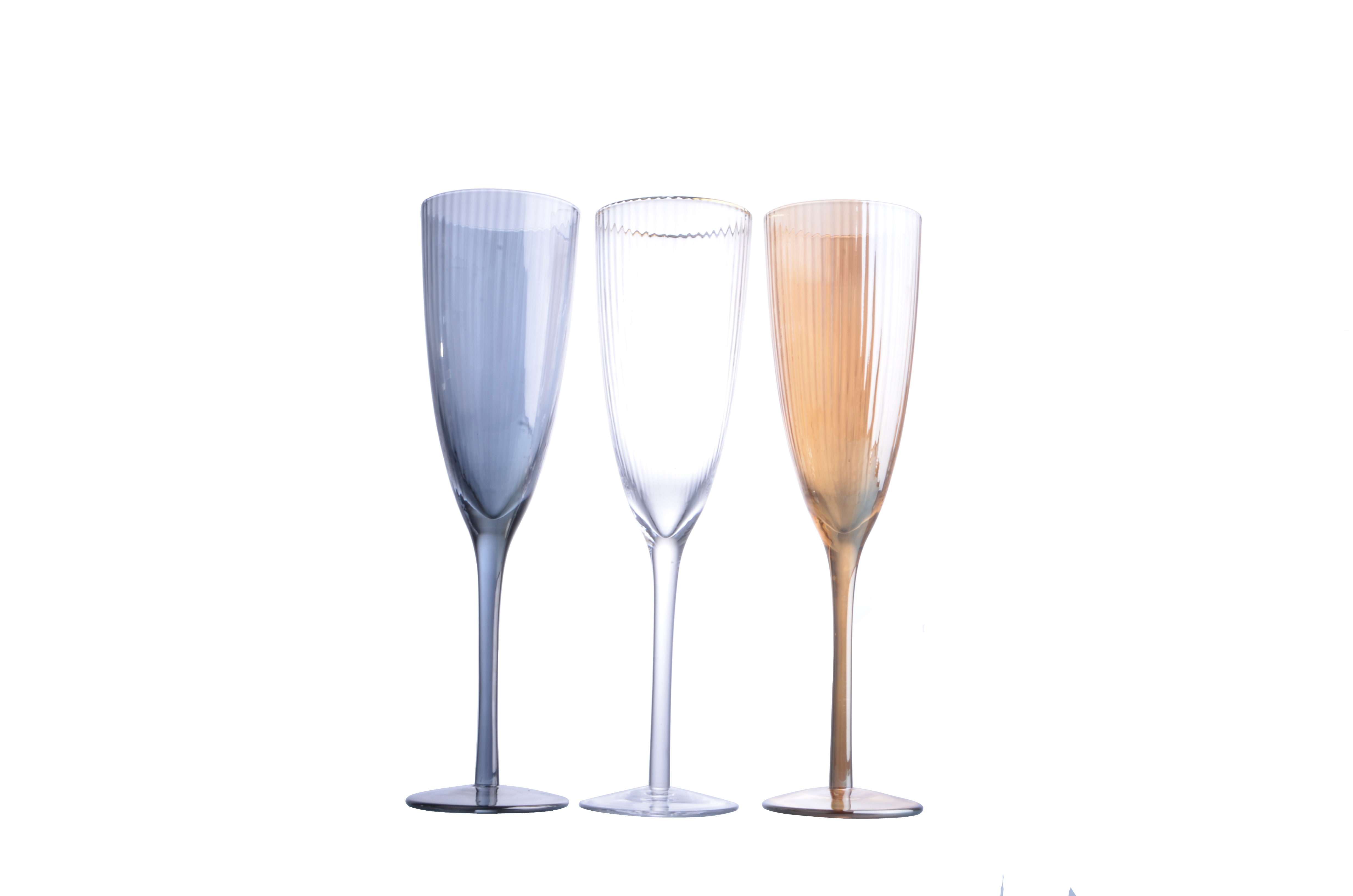 Glass champagne glass, electroplating amber stem champagne glass