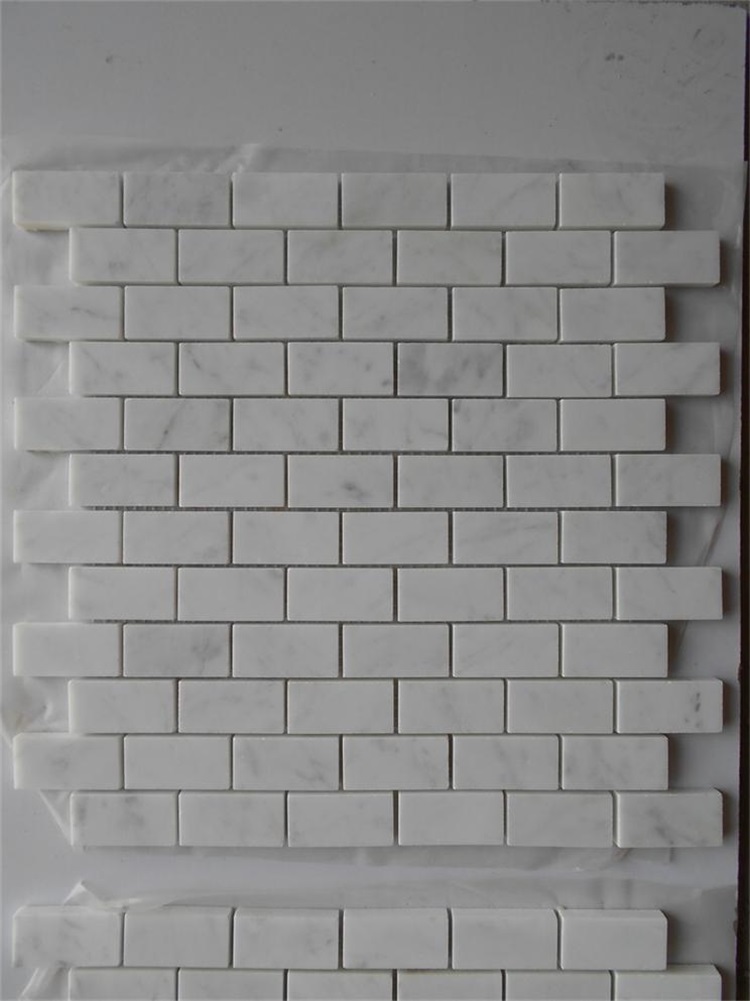 carrara white 1x2 inch brick mosaic
