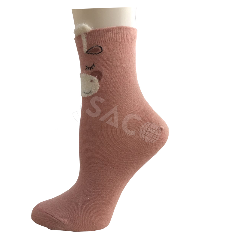 Organic cotton quality cartoon 3D animal cute women's crew socks