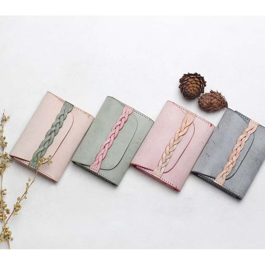 waxed vegetable tanned leather card holder