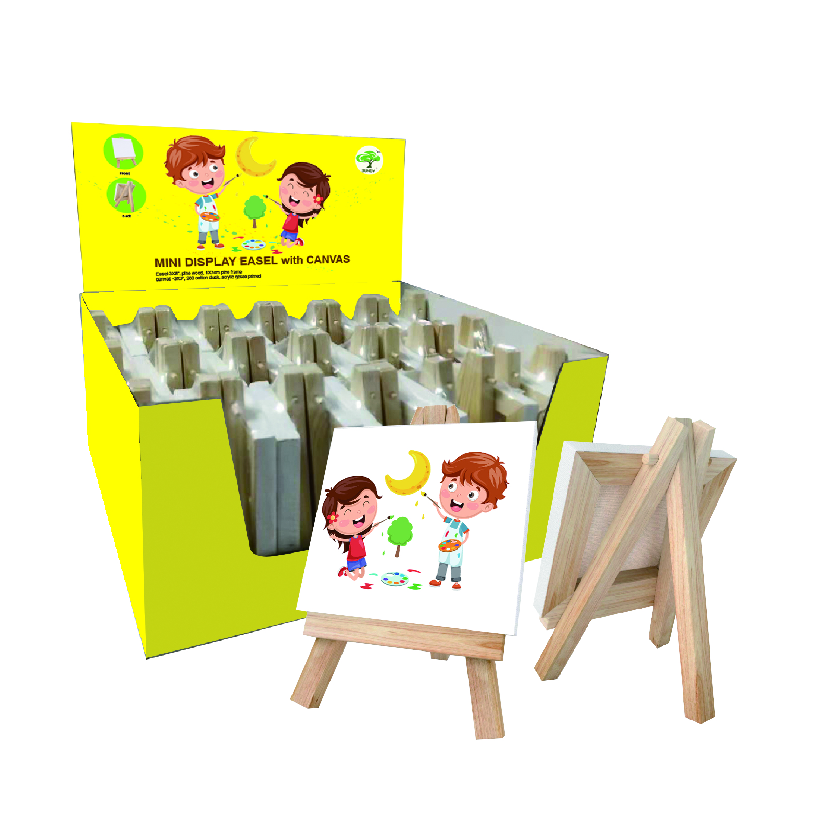 Mini easel canvas set