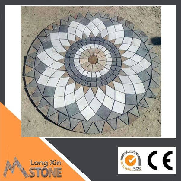 Natural stone mosaic tile floor patterns medallions stone