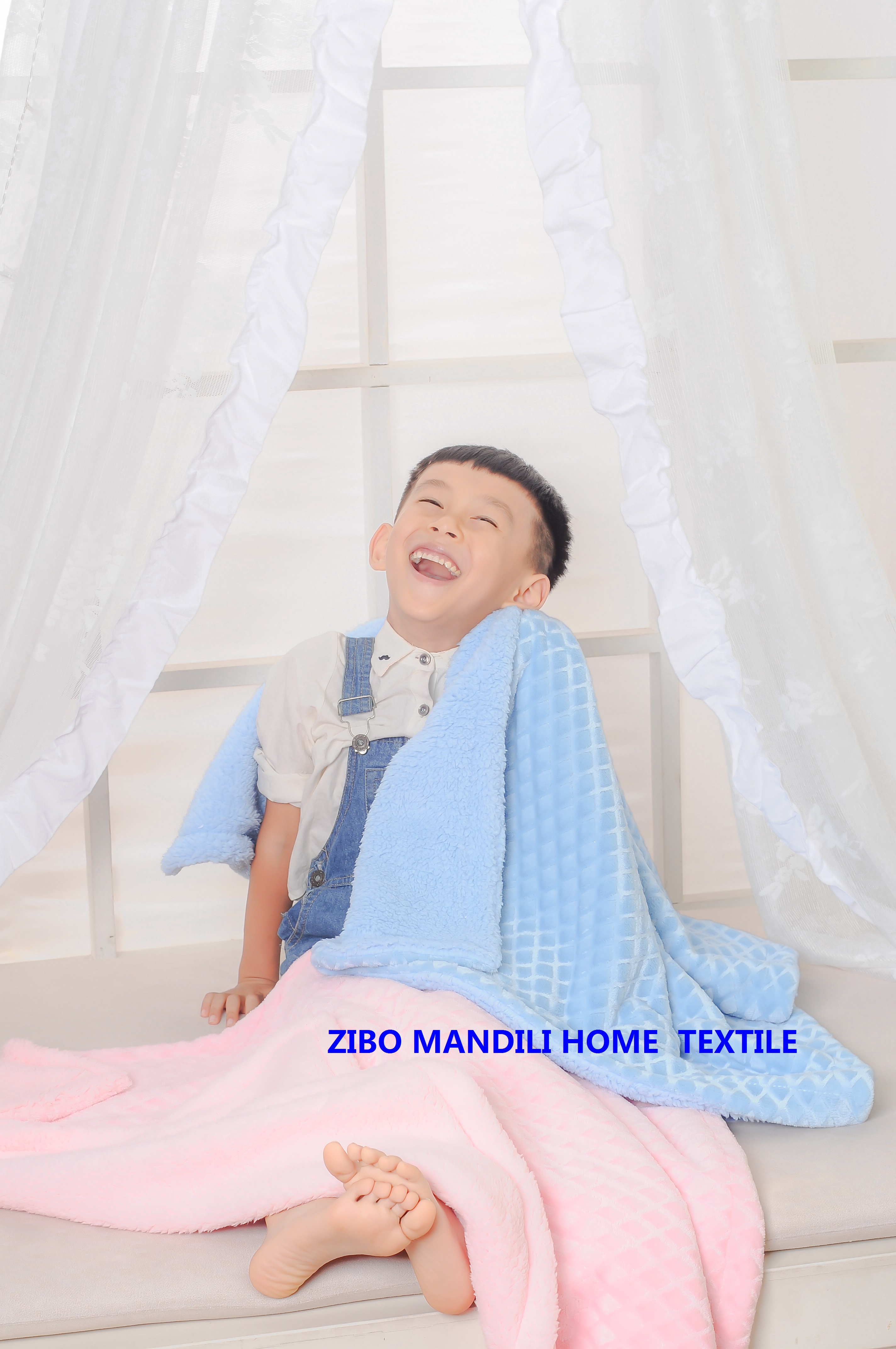 brush flower blanket with double layer