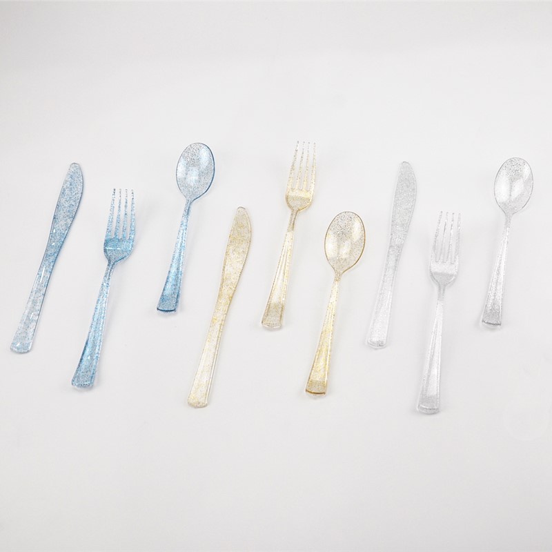 20cm Disposable Glitter Cutlery Plastic Cutlery