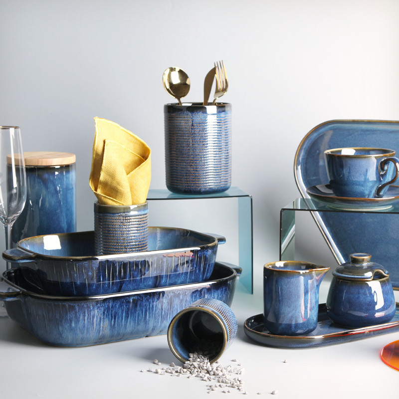 Ceramics dinnerware set tableware set platter plate mug bowl oil bottle canister set