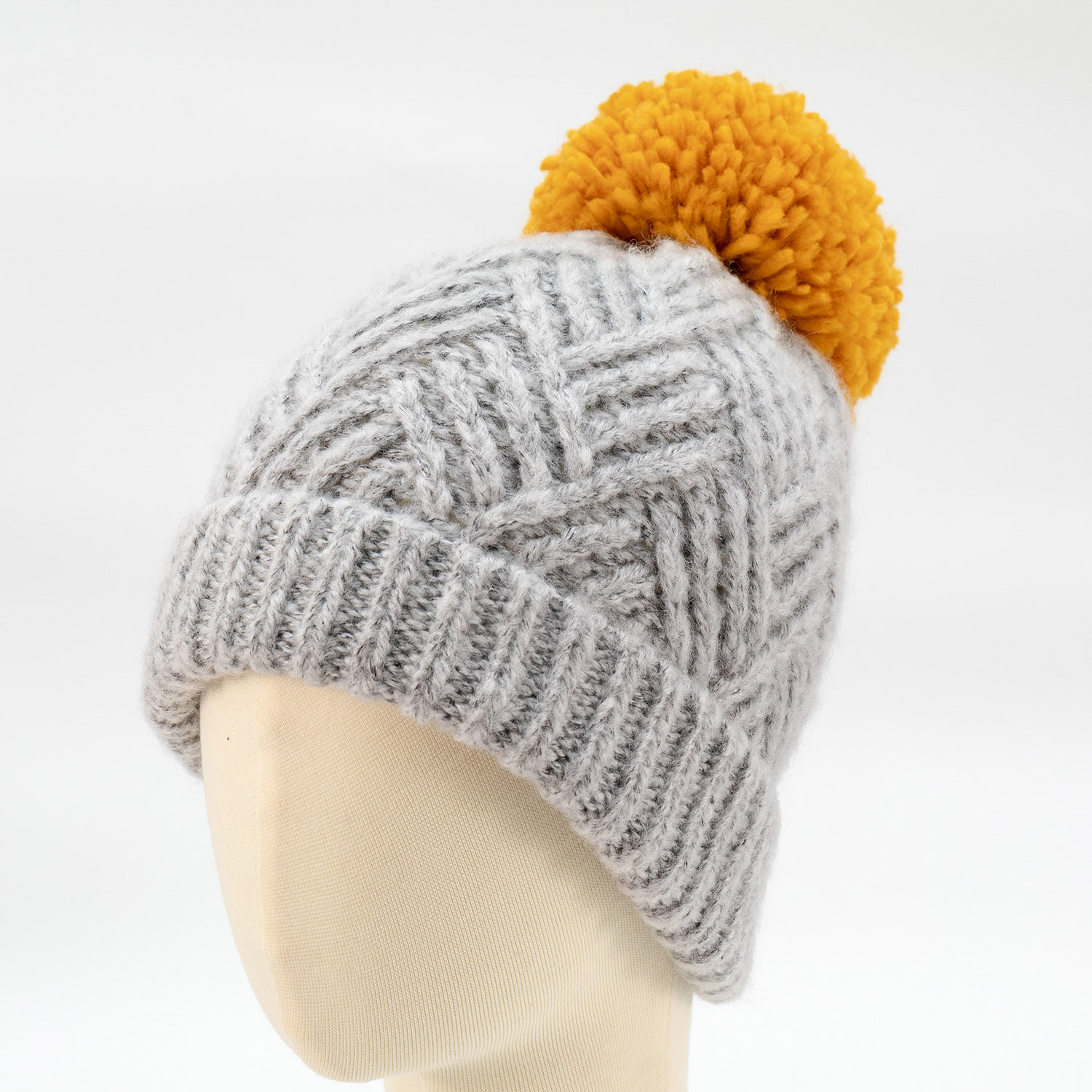 AW20 Womens Grey melange knitted beanie with spandex
