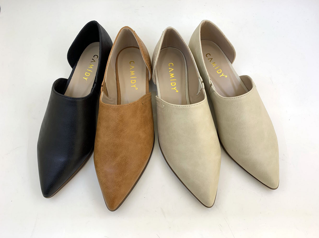 CAMIDYWomen's shoes comfortable pointed-toe flat low-heeled PU shoes