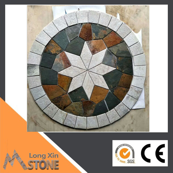 Natural mosaic floor medallions stone