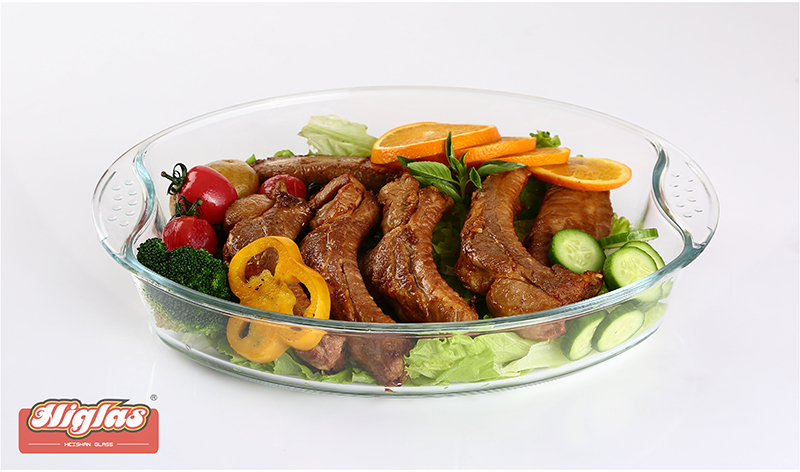 0.7l/1.3l/2.0l/2.9l Oval Borosilicate Glass Baking Dish With Dotted Handle