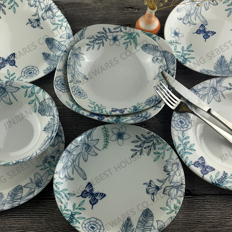 Butterfly pattern 28 wedge-shaped melamine tableware sets