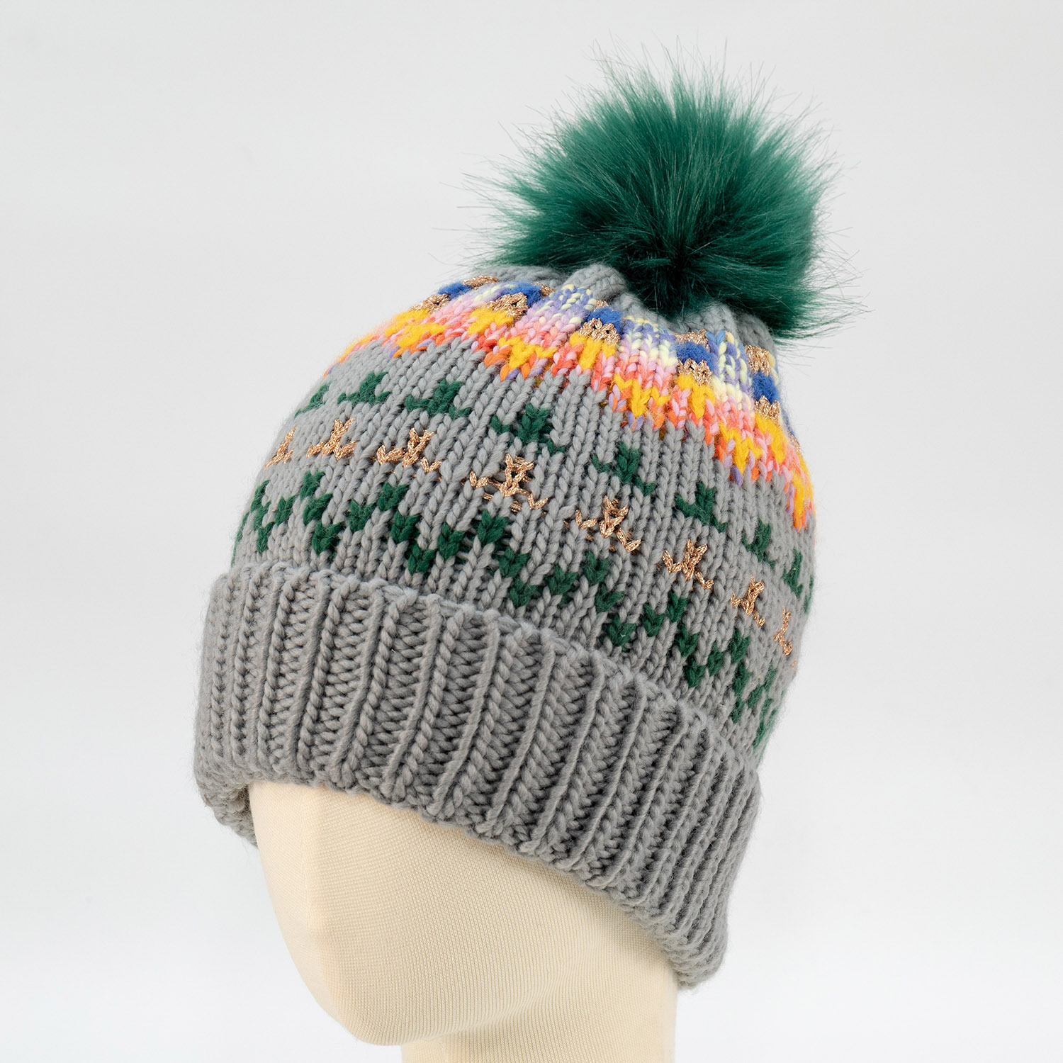 Fashion womens 100%acrylic jacquard knitted hat