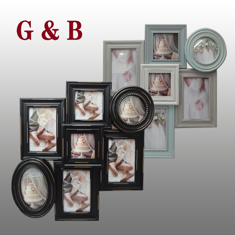 G19011 1-3.75x3.75“+3-4x4"+4-4x6" MDF PHOTO FRAME HANGING FRAME,