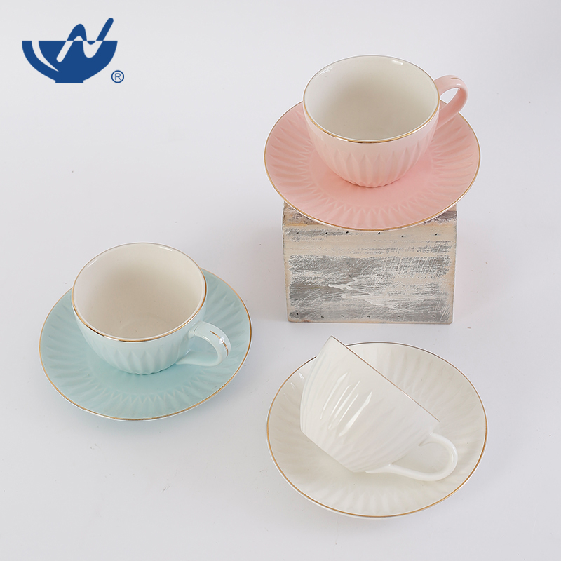 Embossed 220cc Tea Cup And Saucer