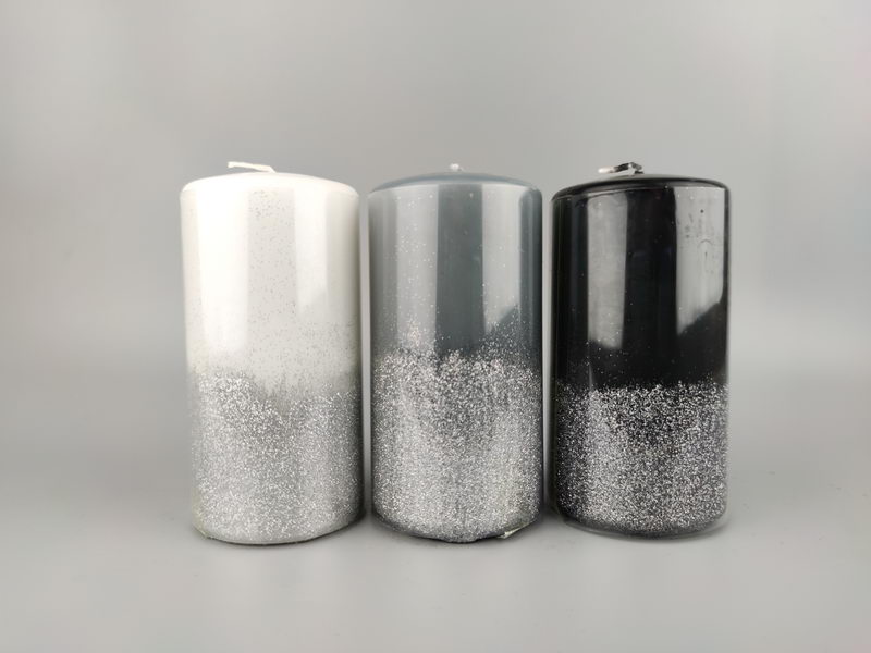 over-dipping pillar candle with glitters