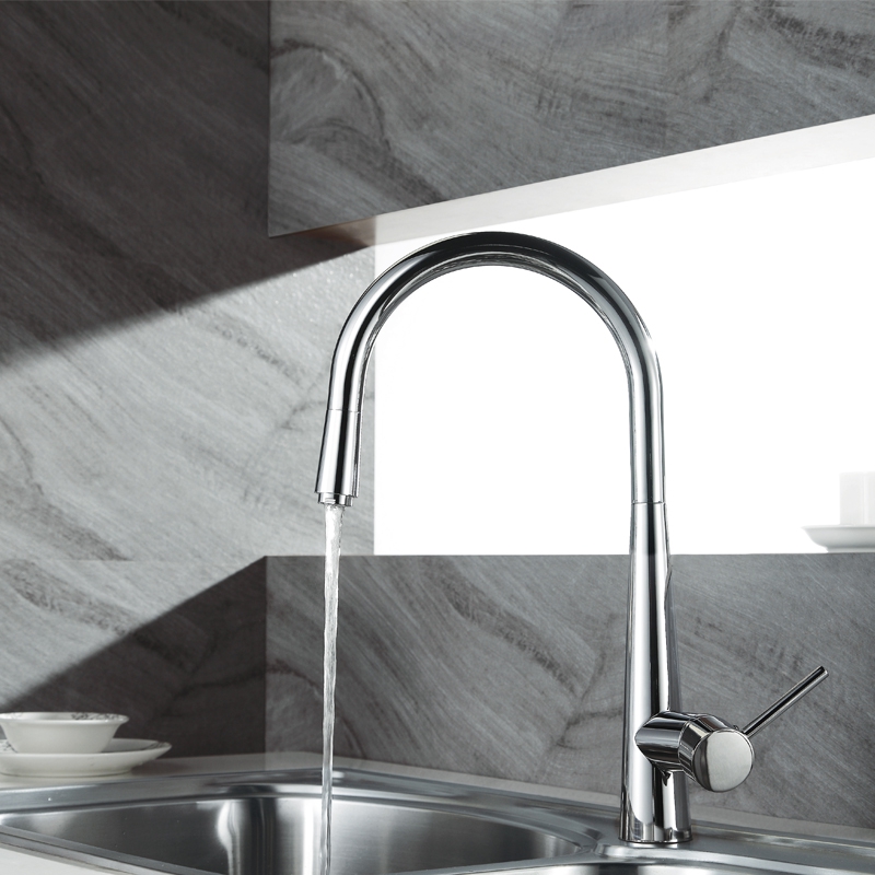 Single handle pull-out kitchen mixer