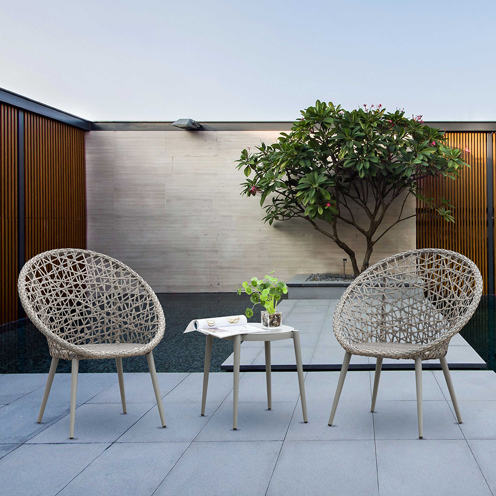 Tophine furniture outdoor aluminum rattan woven garden sofa chair set with side table