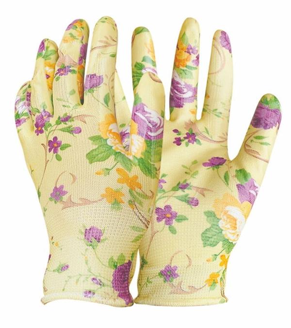 Printing polyester liner garden gloves