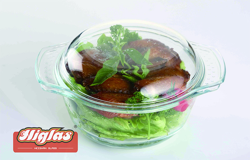 0.75l/1.0l/1.4l/2.0l/2.8l Borosilicate Glass Casserole With Lid With Dotted Handles