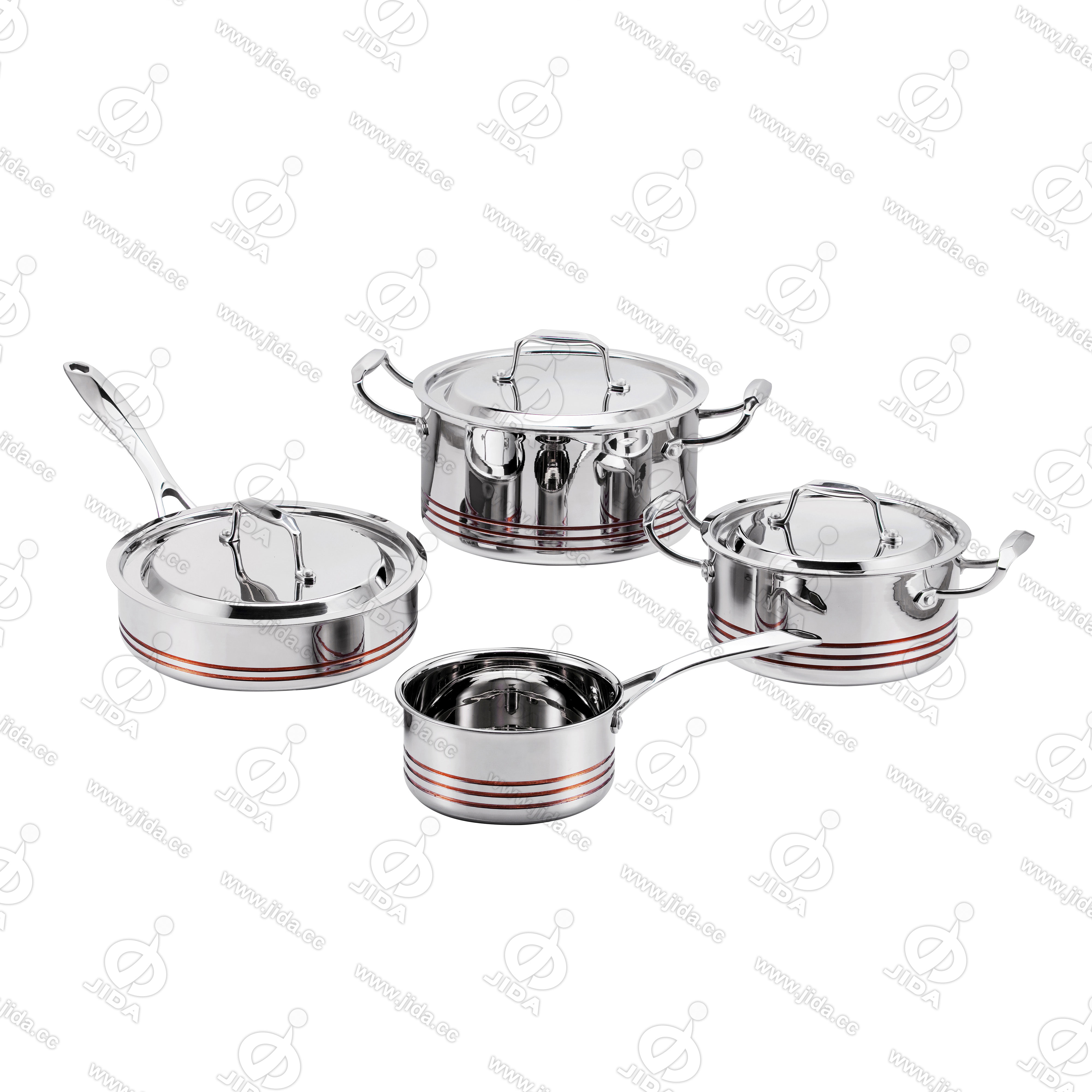 7pcs 5layers copper cut edge pot set