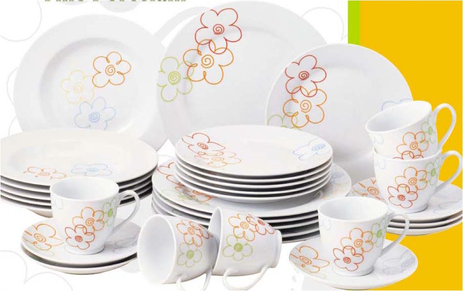 20pcs White Dinner Set Porcelain Round With 10.5"