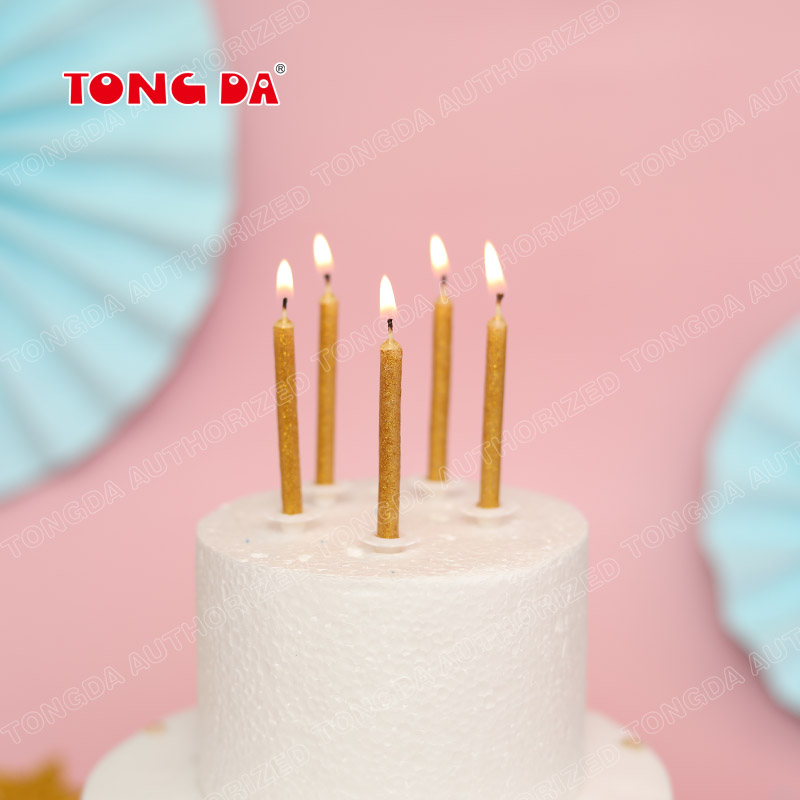 Birthday pillar tall gold glitter metallic candle wholesale