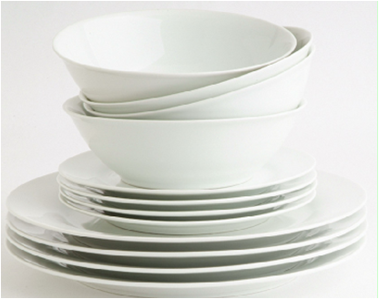 12pcs White Dinner Set Porcelain Round With 10.5"