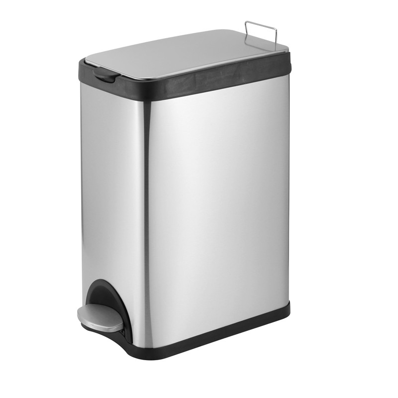 15L rectangular waste bin garbage trash can with step foot pedal
