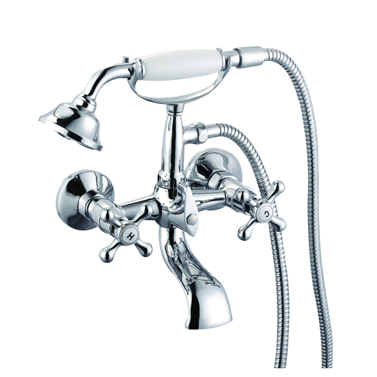 TIEMA ZS57501 Bathtub Faucet Telephone Shape Dual Cross Handle Brass Cartridge Bath Mixer