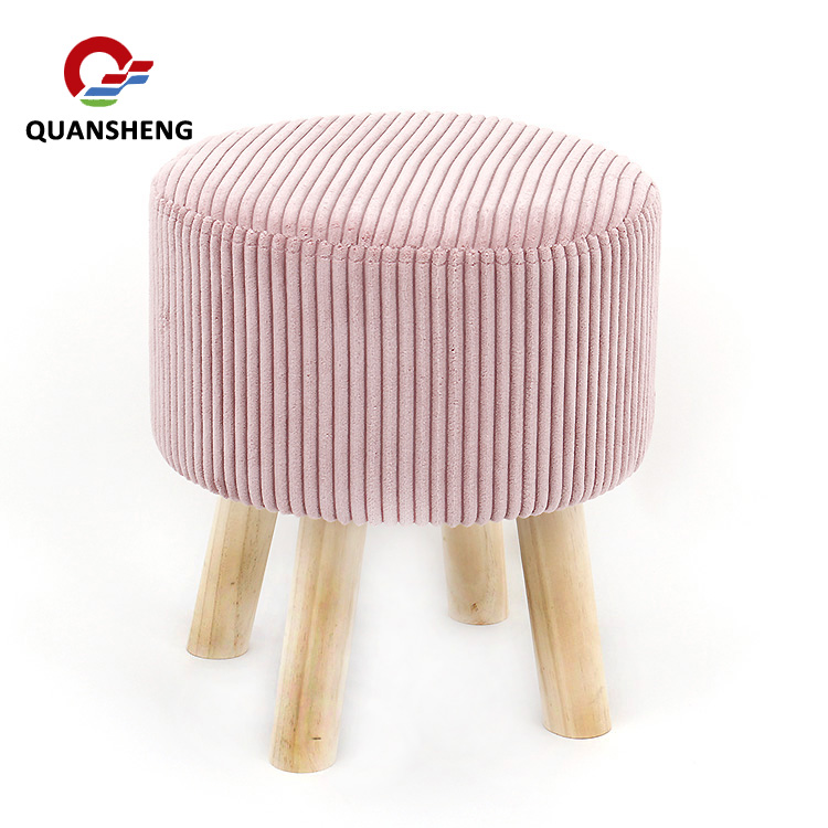 Ottoman Stool with Wooden Legs