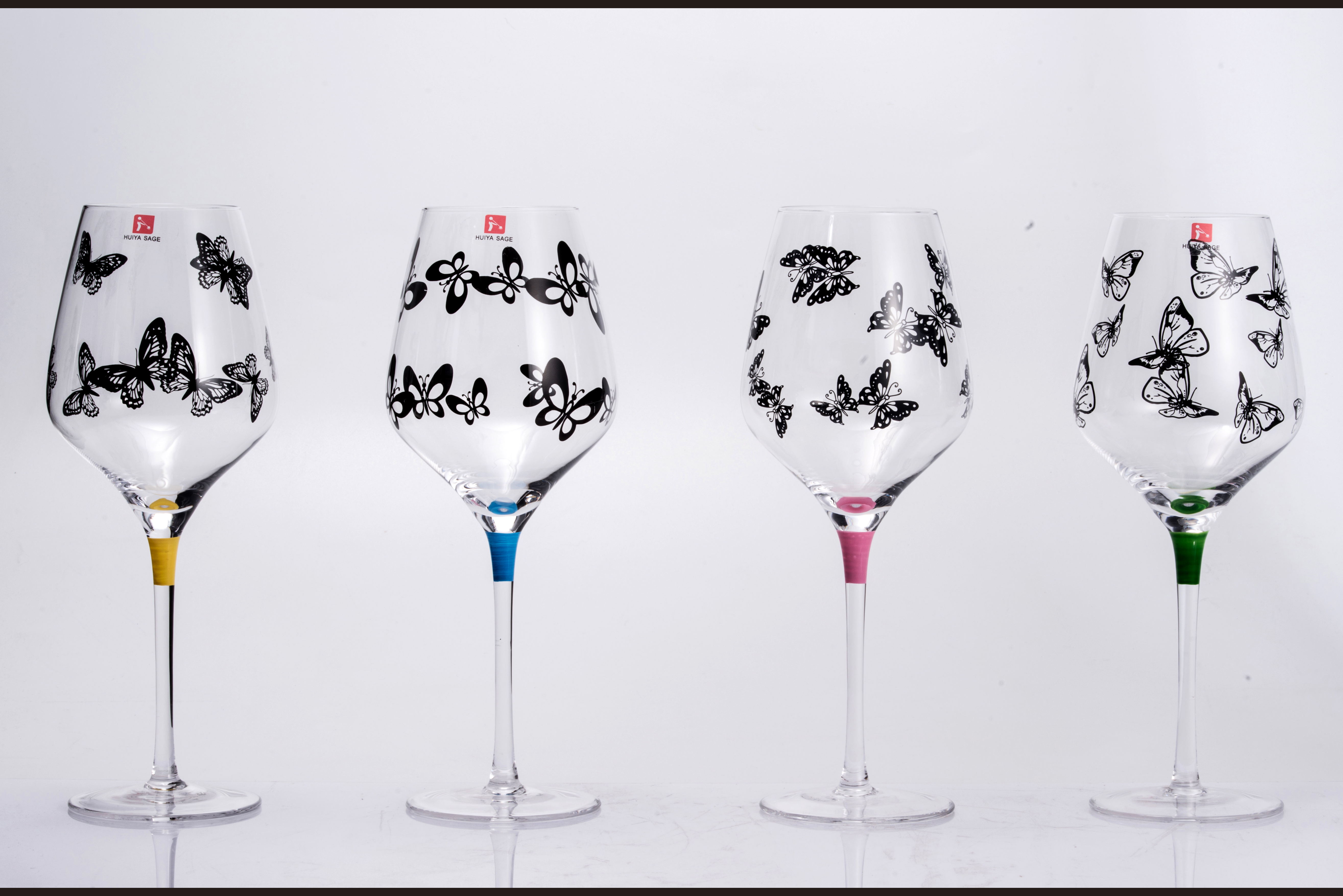Hand-painted butterfly wine glasses