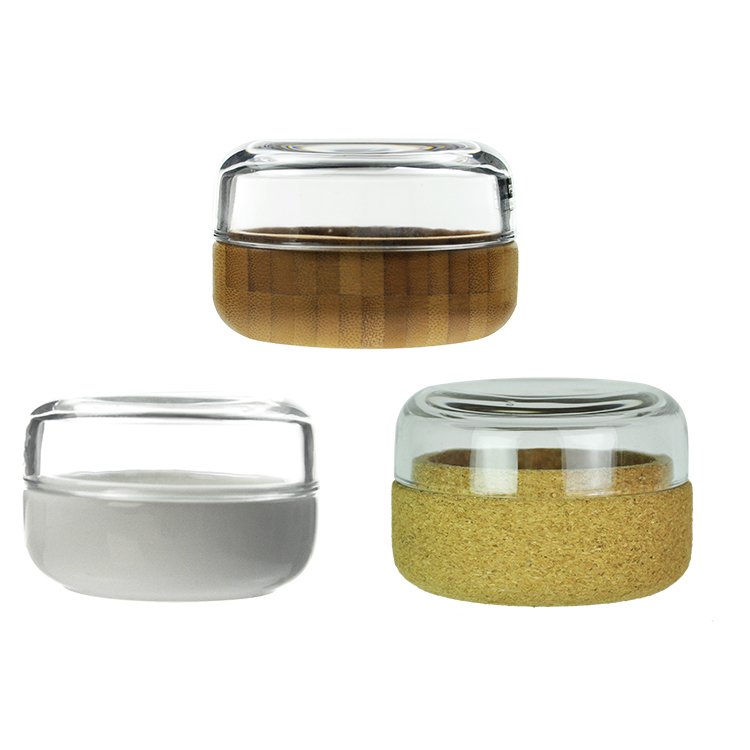 Display cabinet set, glass cover in clear and porcelain base