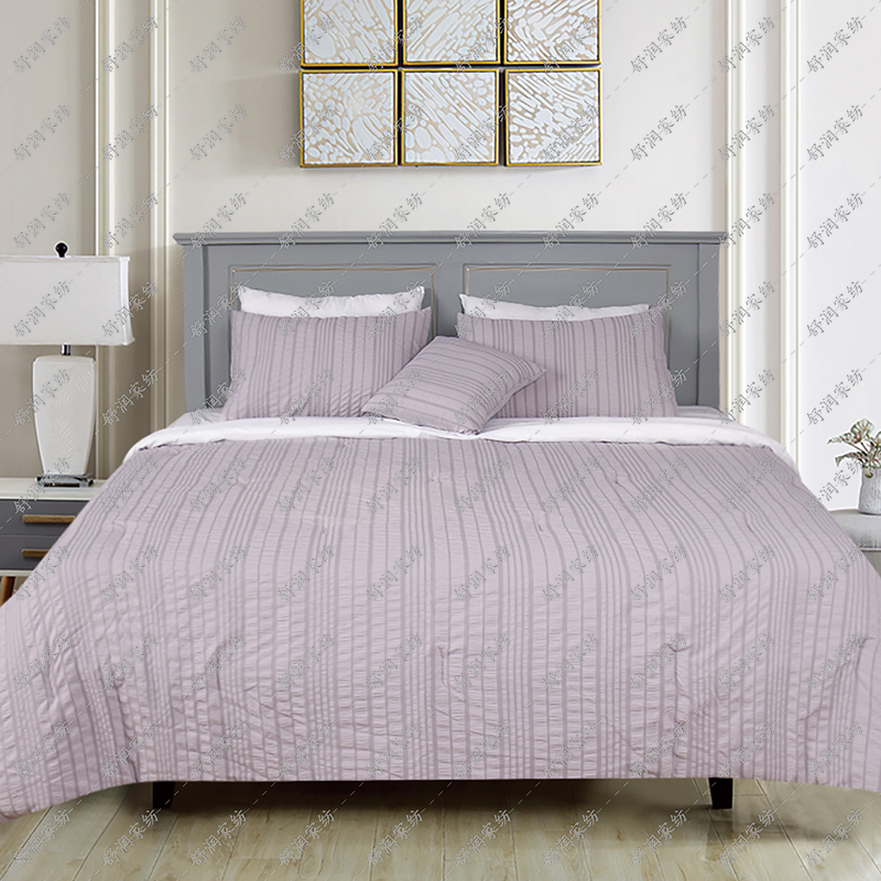 4 Piece Seersucker Stripe Comforter Set