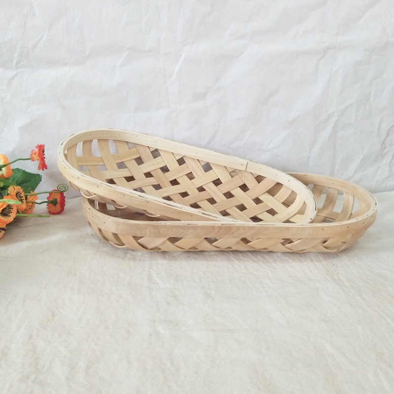 Hand-woven wooden basket bread basket fruit basket
