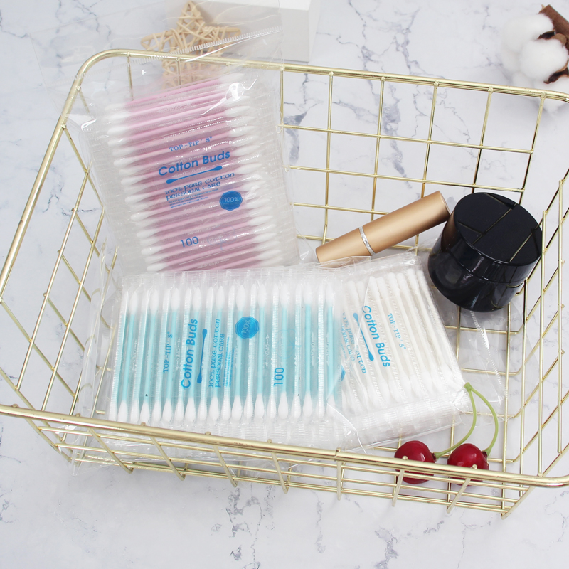 Paper cotton buds in printed SOB bag