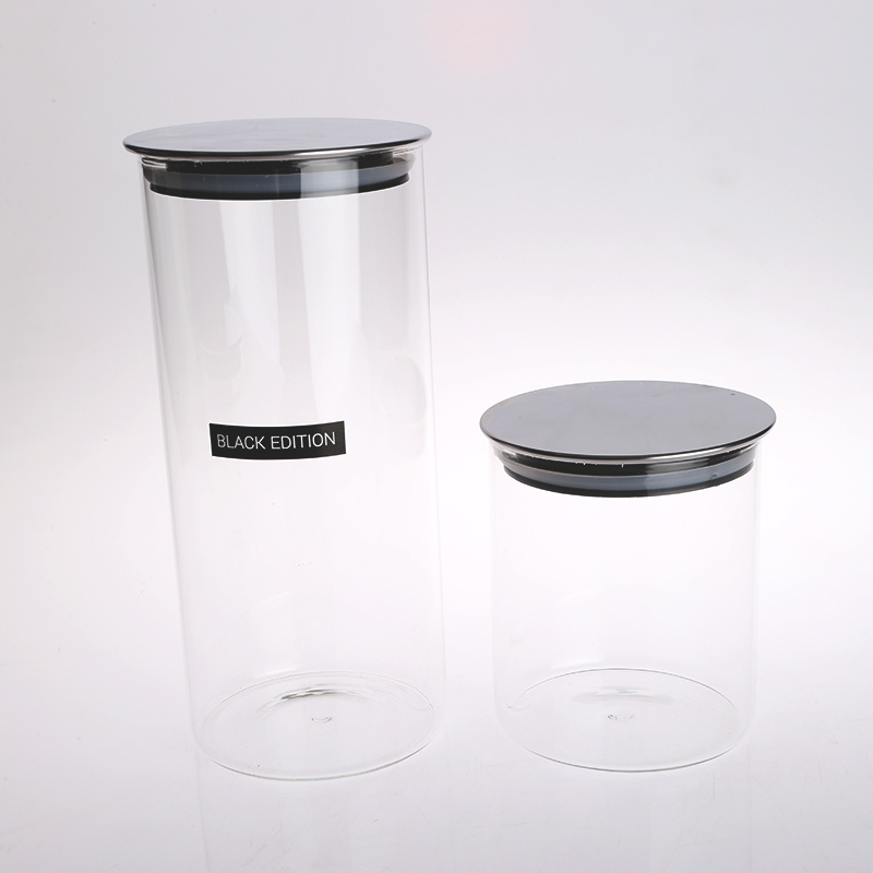 heat-resistant glass canister with metal lid
