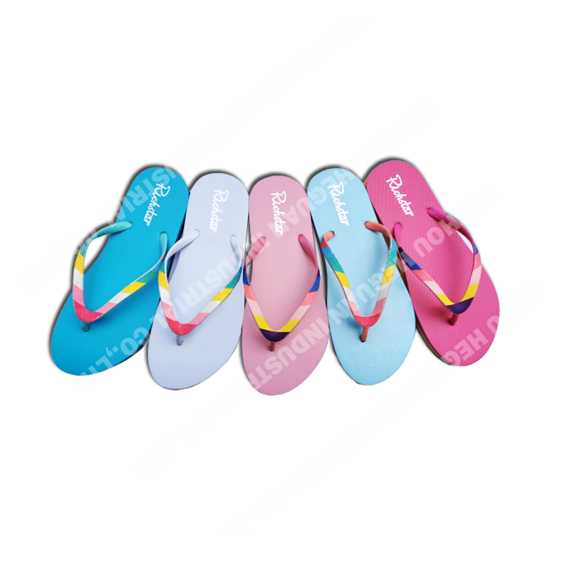 PVC glitter strap pe double color sole flip flops for women