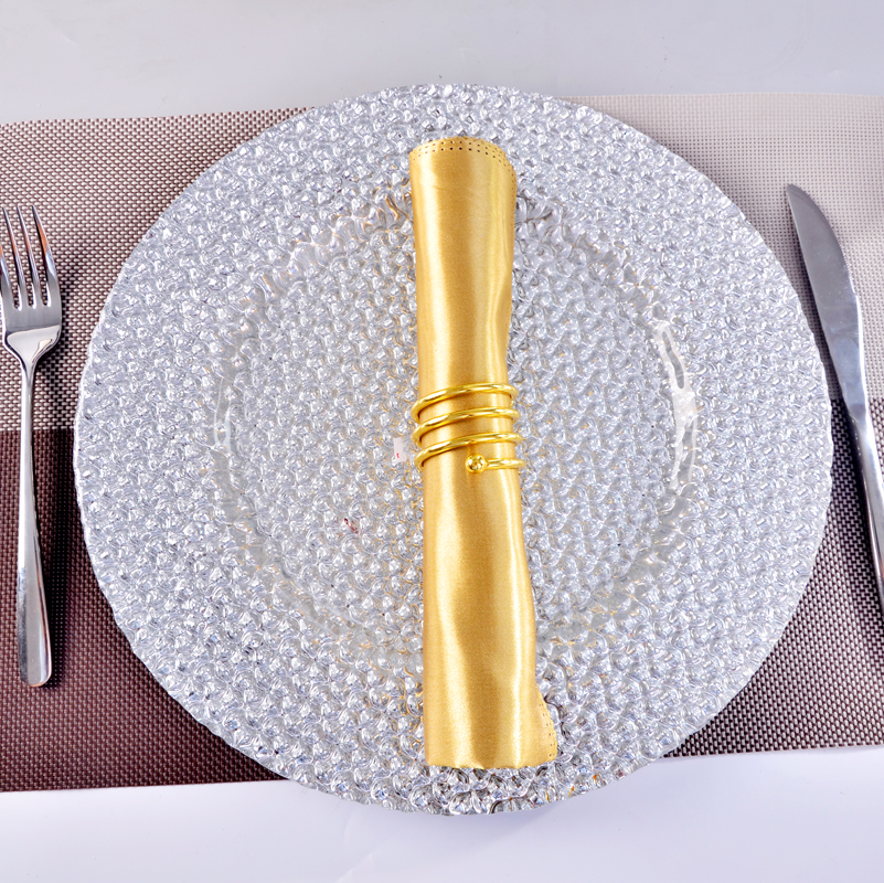 Special design glass charger plate for wedding table , mat plate, golden cold food dishes